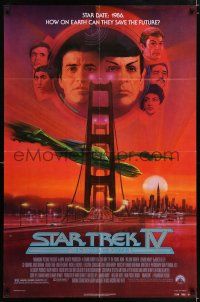 5f803 STAR TREK IV 1sh '86 art of Leonard Nimoy, Shatner & Klingon Bird-of-Prey by Bob Peak!