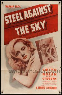 5f806 STEEL AGAINST THE SKY 1sh '41 sexiest close up image of Alexis Smith, cool title art!