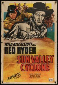 5f819 SUN VALLEY CYCLONE 1sh '46 Wild Bill Elliott as Red Ryder w/young Robert Blake!