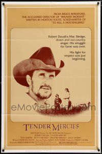 5f848 TENDER MERCIES 1sh '83 Bruce Beresford, great close-up portrait of Best Actor Robert Duvall!