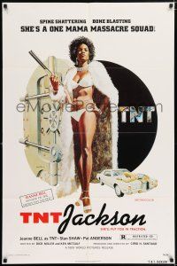 5f884 TNT JACKSON 1sh '74 John Solie art of Jeanne Bell, sexy black hit woman!