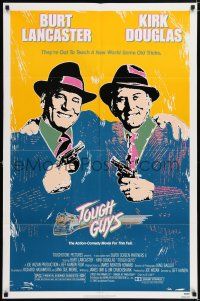 5f893 TOUGH GUYS 1sh '86 great artwork of partners in crime Burt Lancaster & Kirk Douglas!