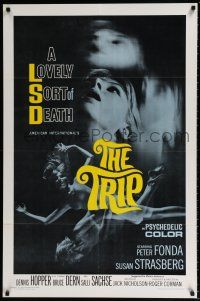 5f904 TRIP 1sh '67 AIP, written by Jack Nicholson, LSD, wild sexy psychedelic drug image!