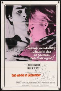 5f913 TWO WEEKS IN SEPTEMBER 1sh '67 A Coeur Joie, sexy Brigitte Bardot in love!