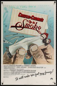 5f919 UP IN SMOKE style B revised 1sh '78 Cheech & Chong marijuana drug classic, great art!