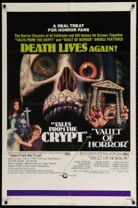 5f923 TALES FROM THE CRYPT/VAULT OF HORROR 1sh '73 horror double bill, creepy artwork!