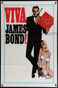 5f932 VIVA JAMES BOND int'l 1sh '70 art of Sean Connery w/super sexy babe in skimpy outfit!