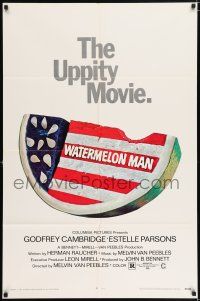5f944 WATERMELON MAN 1sh '70 patriotic watermelon artwork, the uppity movie!