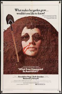 5f950 WHAT EVER HAPPENED TO AUNT ALICE? 1sh '69 creepy close up of woman buried up to her face!