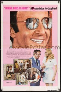 5f956 WHERE DOES IT HURT teaser 1sh '72 Peter Sellers wants to be your doctor?