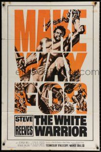 5f957 WHITE WARRIOR 1sh '61 Agi Murad il diavolo bianco, cool art of chained Steve Hercules Reeves!
