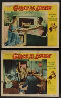 5g927 GIRLS ON THE LOOSE 2 LCs '58 Mara Corday, Lita Milan, Bostock, directed by Paul Henreid!