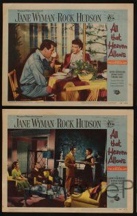 5g720 ALL THAT HEAVEN ALLOWS 4 LCs '55 Rock Hudson & Jane Wyman, directed by Douglas Sirk!