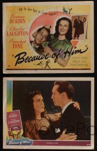5g075 BECAUSE OF HIM 8 LCs '45 Deanna Durbin, Franchot Tone & Charles Laughton!