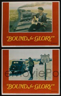 5g095 BOUND FOR GLORY 8 LCs '76 David Carradine as folk singer Woody Guthrie!