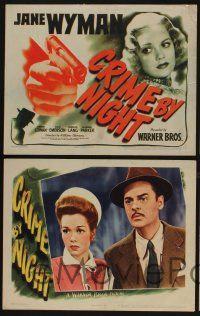 5g139 CRIME BY NIGHT 8 LCs '44 great images of Jerome Cowan, pretty Jane Wyman, Faye Emerson!