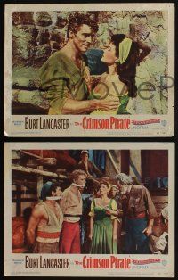 5g825 CRIMSON PIRATE 3 LCs '52 great images of Burt Lancaster, Nick Cravat & Eva Bartok!