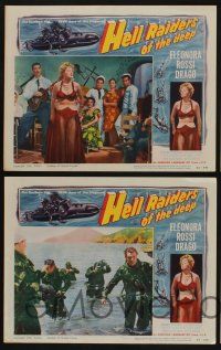 5g749 HELL RAIDERS OF THE DEEP 4 LCs '54 barely dressed Eleonora Rossi Drago border art, frogmen!