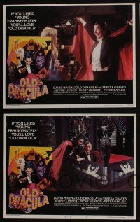 5g395 OLD DRACULA 8 LCs '75 Vampira, David Niven as Dracula, Clive Donner, wacky horror border art!