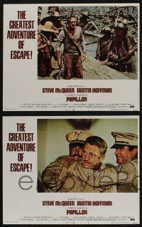 5g409 PAPILLON 8 LCs '73 great images of prisoner Steve McQueen & Dustin Hoffman on Devil's Island!