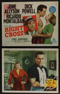 5g447 RIGHT CROSS 8 LCs '50 boxer Ricardo Montalban, gorgeous June Allyson, Dick Powell!