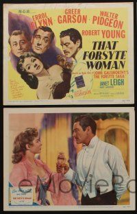 5g527 THAT FORSYTE WOMAN 8 LCs '49 Errol Flynn, Greer Garson & Walter Pidgeon in love triangle!