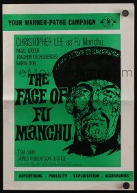 5h604 FACE OF FU MANCHU English pressbook '65 art of Asian villain Christopher Lee, Sax Rohmer!