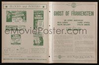 5h637 GHOST OF FRANKENSTEIN English pressbook R40s great images of Lon Chaney Jr. as the monster!