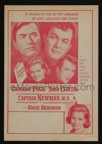 5h009 CAPTAIN NEWMAN, M.D. herald '64 Gregory Peck, Tony Curtis, Angie Dickinson, Bobby Darin