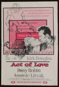 5h459 ACT OF LOVE pressbook '53 Kirk Douglas, Dany Robin, directed by Anatole Litvak!