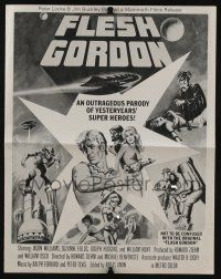 5h618 FLESH GORDON pressbook '74 sexy sci-fi spoof, different wacky erotic super hero art!