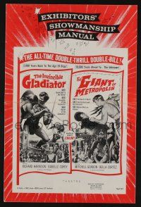 5h639 GIANT OF METROPOLIS/INVINCIBLE GLADIATOR pressbook '60s cool sword-and-sandal double-bill!