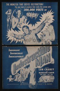 5h698 INDESTRUCTIBLE MAN pressbook '56 Lon Chaney Jr. as inhuman, invincible, inescapable monster!