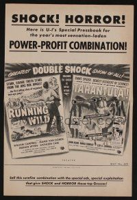 5h872 RUNNING WILD/TARANTULA pressbook '50s the greatest double shock show of all!