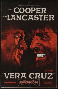 5h973 VERA CRUZ pressbook '55 best close up artwork of cowboys Gary Cooper & Burt Lancaster!