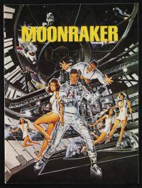 5h117 MOONRAKER souvenir program book '79 Roger Moore as James Bond, art by Daniel Goozee!