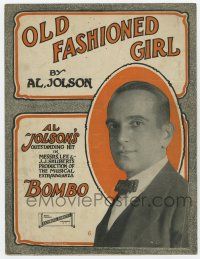 5h191 BOMBO sheet music '21 great portrait of Al Jolson, from Broadway play, Old Fashioned Girl!
