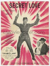 5h201 CALAMITY JANE sheet music '53 cowgirl Doris Day with two guns, Howard Keel, Secret Love!