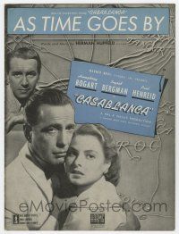 5h205 CASABLANCA sheet music '42 Humphrey Bogart, Ingrid Bergman, Curtiz, classic As Time Goes By!