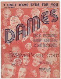 5h218 DAMES sheet music '34 Keeler, Powell, Blondell, Busby Berkeley, I Only Have Eyes For You!