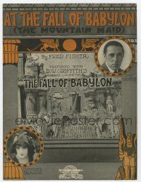 5h232 FALL OF BABYLON sheet music '19 D.W. Griffith, At the Fall of Babylon, Andre de Takacs art!
