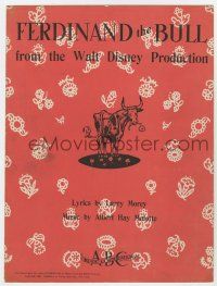 5h233 FERDINAND THE BULL sheet music '38 the title song from the Walt Disney cartoon!