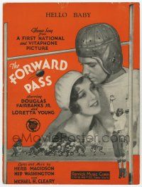 5h239 FORWARD PASS sheet music '29 football Douglas Fairbanks Jr., Loretta Young, Hello Baby!