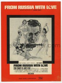 5h241 FROM RUSSIA WITH LOVE sheet music '64 art of Sean Connery as James Bond, the title song!