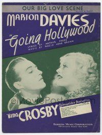 5h249 GOING HOLLYWOOD sheet music '33 Marion Davies close up w/Bing Crosby, Our Big Love Scene!