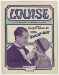 5h283 INNOCENTS OF PARIS sheet music '29 close up of Maurice Chevalier & Sylvia Beecher, Louise!
