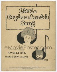 5h299 LITTLE ORPHAN ANNIE'S SONG sheet music '31 Harold Gray art, with the compliments of Ovaltine