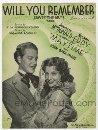 5h312 MAYTIME sheet music '37 Jeanette MacDonald & Nelson Eddy. Will You Remember!