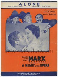 5h323 NIGHT AT THE OPERA sheet music '35 Marx Bros, Allan Jones & sexy Kitty Carlisle, Alone!