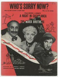 5h325 NIGHT IN CASABLANCA sheet music '46 The Marx Bros, Groucho, Chico & Harpo, Who's Sorry Now?